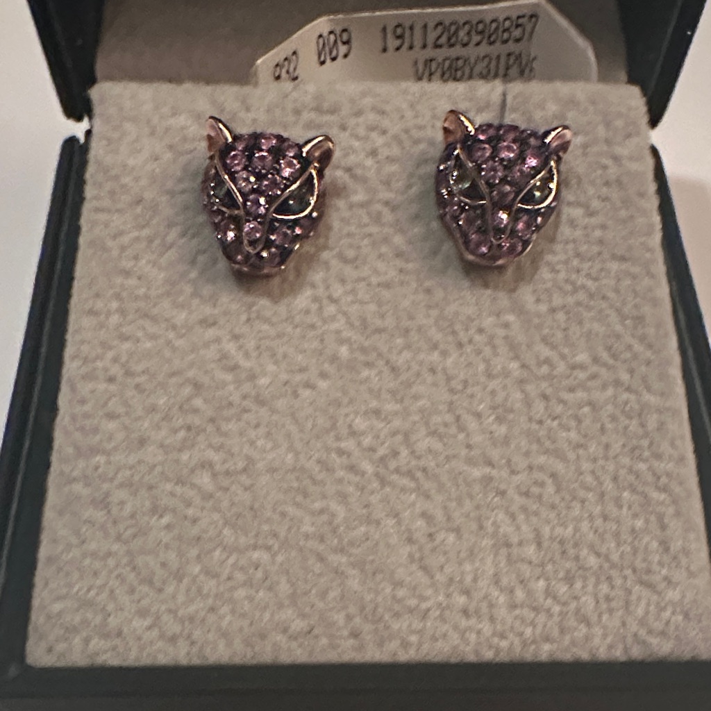 Effy 14k Rose Gold Panther Earrings With Pink Sapphires And Emeralds 999$
